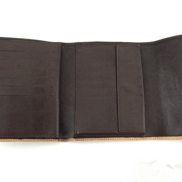 CELINE tri-fold wallet macadam beige PVC �~ leather Authentic  used - Picture 5 of 8